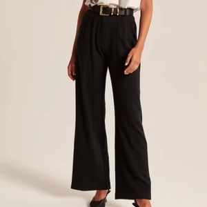 Abercrombie & Fitch Black Tailored Brushed Suiting Wide Leg Pant